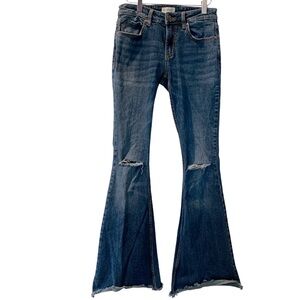 SHYANNE Women’s Western Distressed Flare Denim Blue Jeans Size 27 Regular